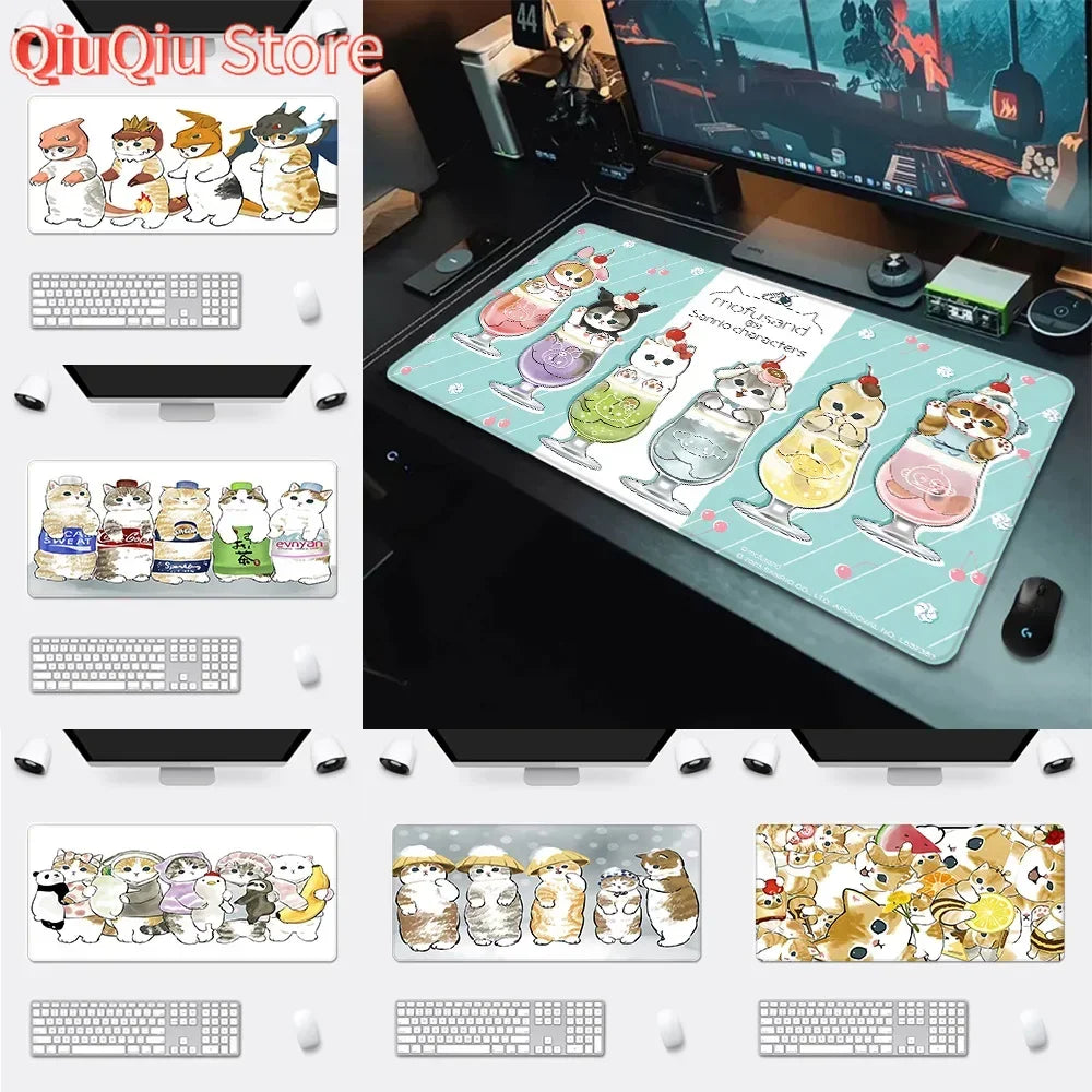 Cute mofusand cat Mousepad HD Printing Computer Gamers Locking Edge Non-slip Mouse Pad XXL90x40cm Keyboard PC Desk Pad