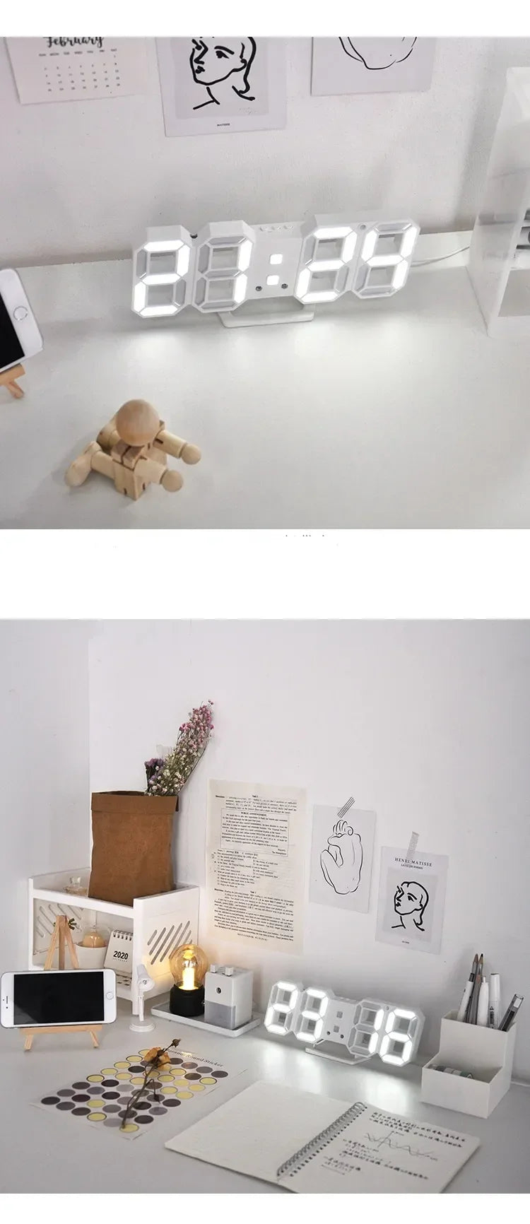 Digital Wall Clock Desk Watches Electronic Alarm Modern Home Decoration for Bedroom Decor Interior Led Table Clocks Living Room