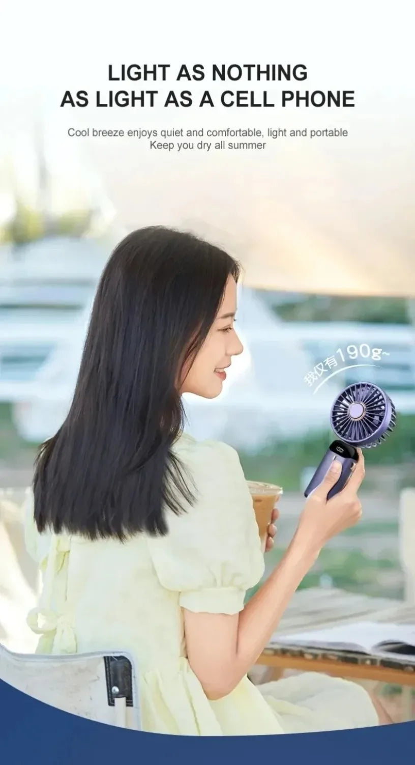 5 Speed with USB Rechargeable Battery Desk Outdoor Neck Hanging Fan ﻿Foldable Handheld Portable Fan Mini Foldable HandFan