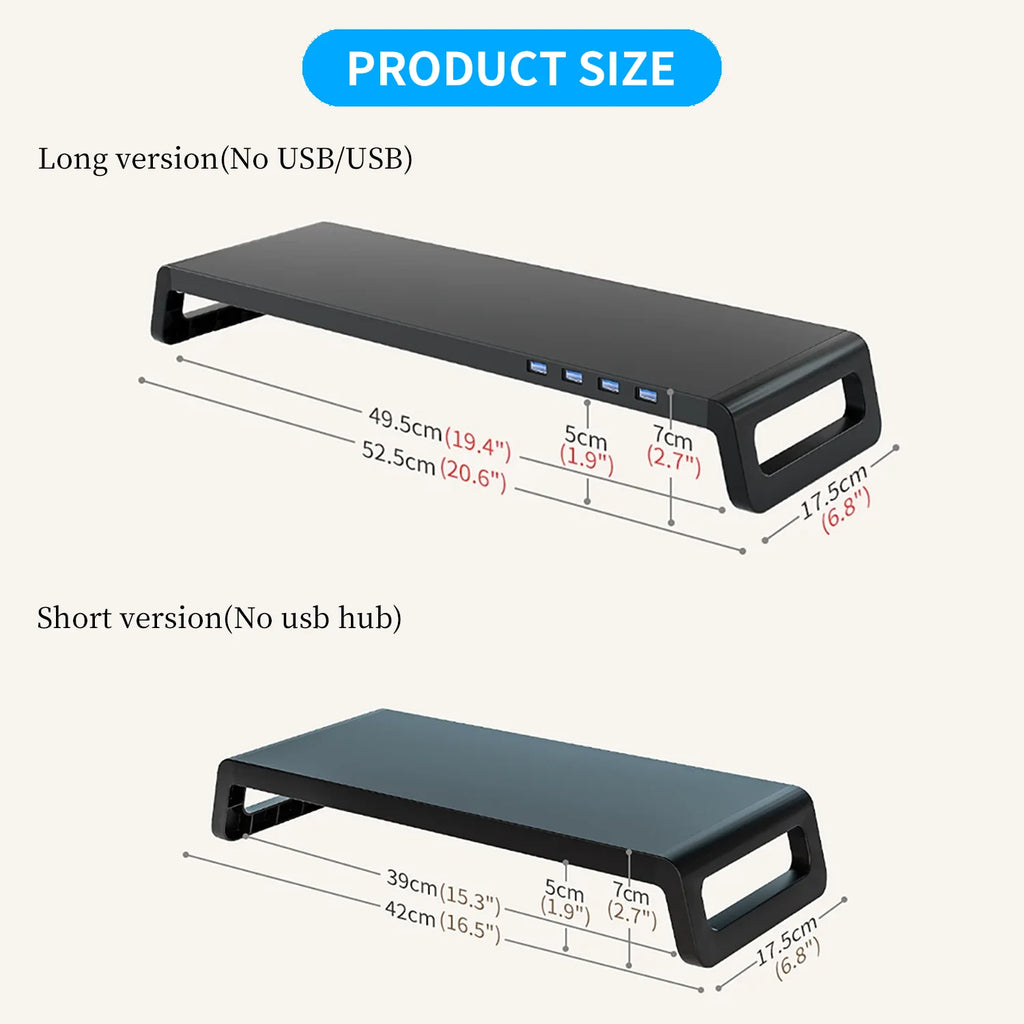 Computer Monitor Stand Riser With 4 USB3.0 Ports ABS Legs Support Data Transfer Desktop Screen Holder With Keyboard Storage