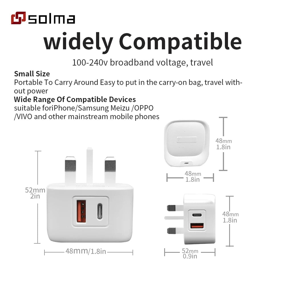 PD+USB Charger Charge For Mobile Phone Plug Charging Adapter Portable Wall Mobile Charger