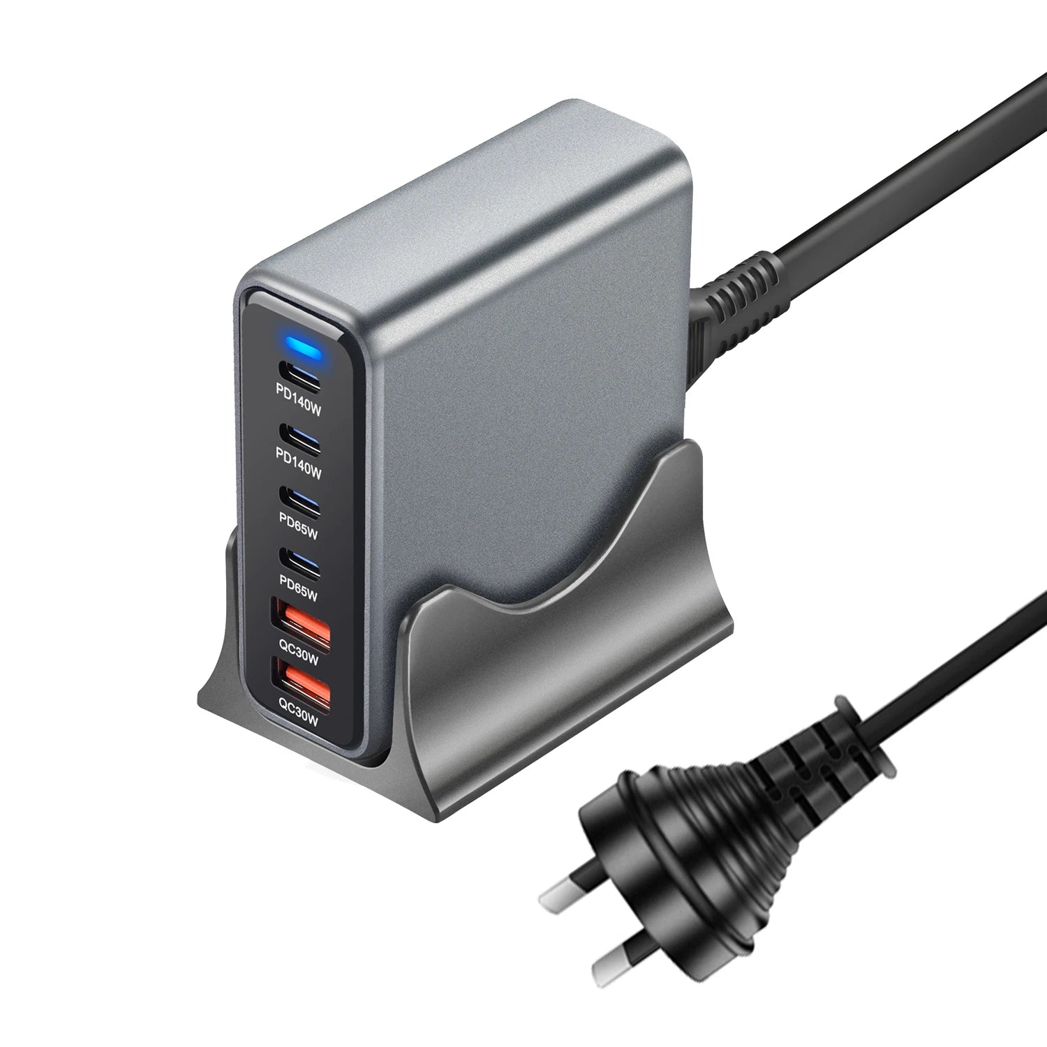 470W 6-Port GaN Desktop Charger - 4C2A USB-C PD Fast Charge for Phones, Tablets & Laptops