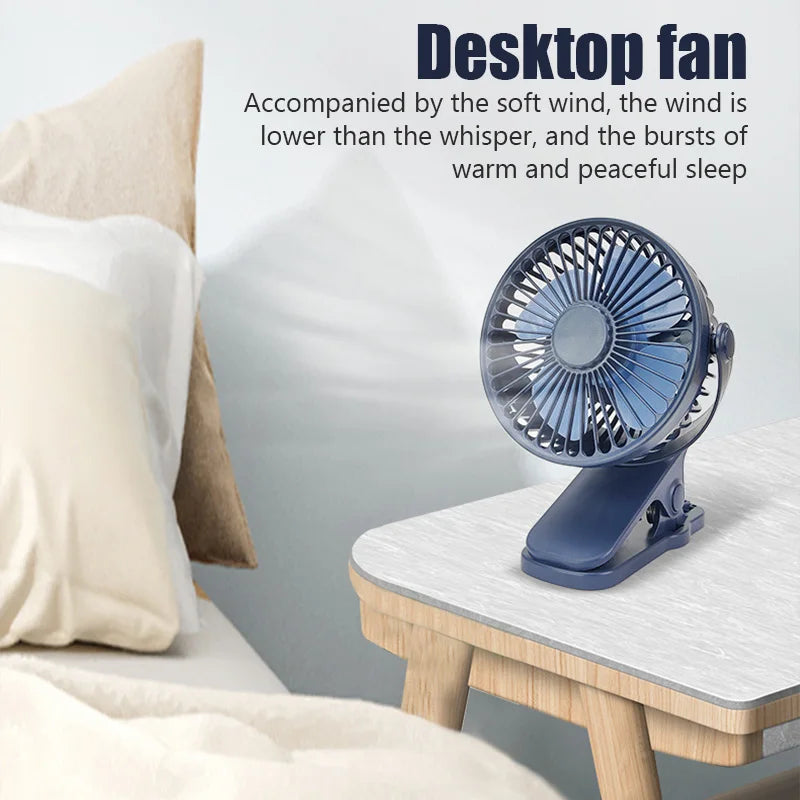 USB Powered Table Fan Clip-on Type Portable Mini Desk Fan 360 Degree Rotation Adjustable Clip-on Fan For Student Dormitory Offic