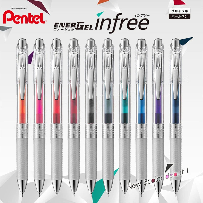 Pentel EnerGel Colored Retractable Gel Pen,Assorted Color Clear Barrel High-Capacity,Quick-Dry Ink for Various Writing Scenarios