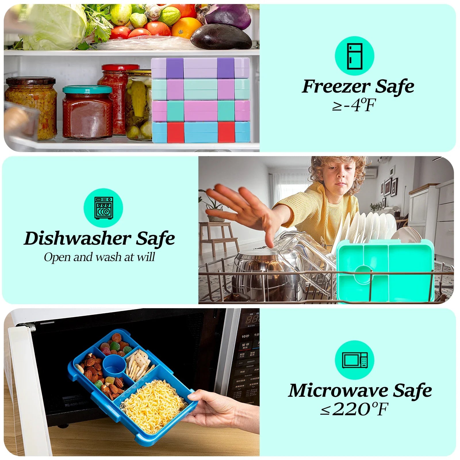 Children's Double Buckle Lunch Box Cartoon Lunch Box Students Can Reuse Large-capacity Portable Lunch Box