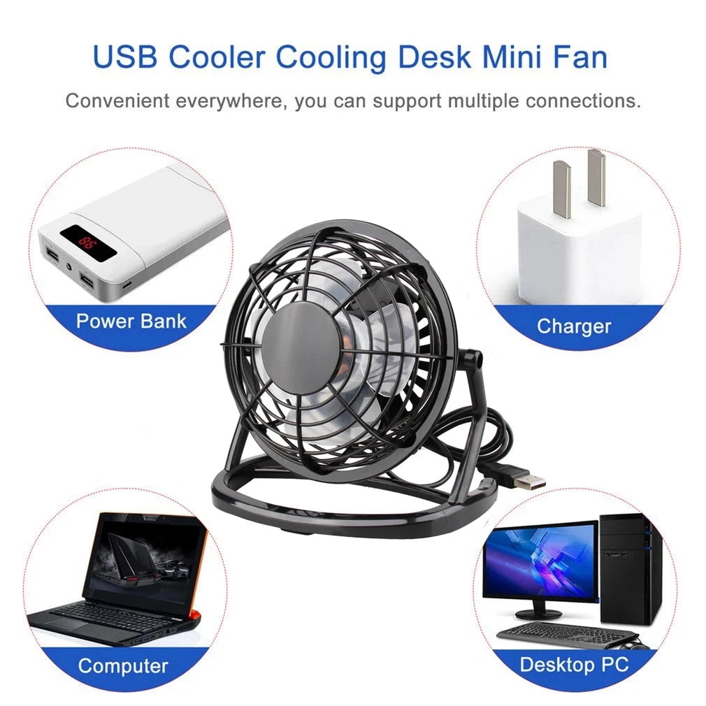 Mini USB Desk Fan Desktop Adjustable Tilt Stand Cooling Fan Ultra-quiet Electric Portable Small Fan for Desktop Office Table