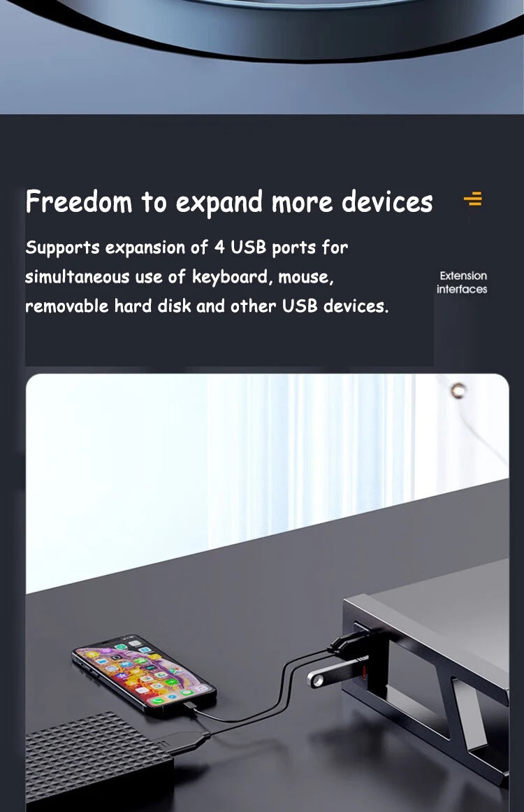 Desk Monitor Stand Riser PC Rack Holder, with 4 USB Ports, Computer Monitor Riser, Desktop Stand and Storage Rack, 20kg Capacity