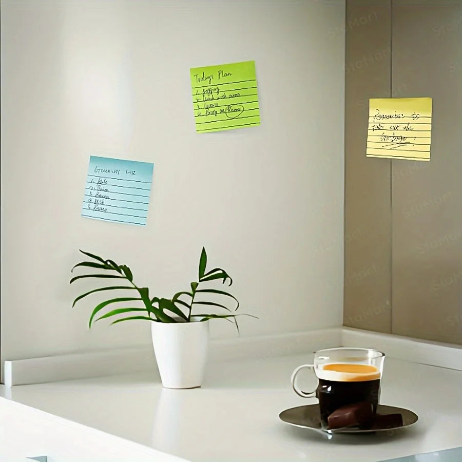 A Copy One Hundred Pages Self-Stick Lined Notes, Colorful Portable Memo Pads for Office, Home, School, Easy To Apply Notepad