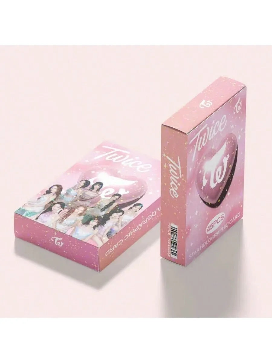 K-pop TWICE 45 star cards 60 cards + 32 stickers 60 laser cards + 64 stickersCollectible cards, high-definition photo cards,