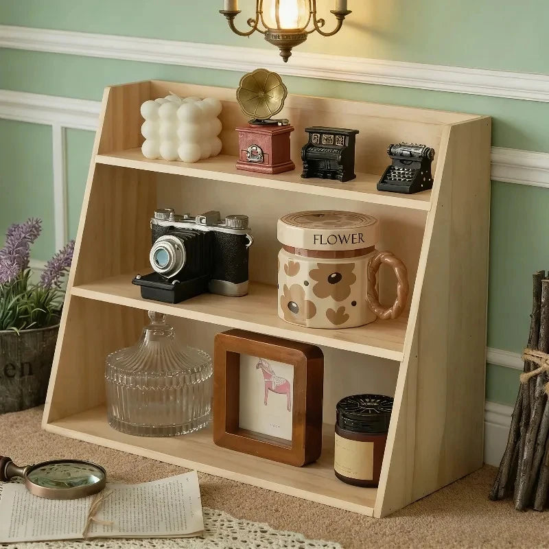 Wooden Desk Organizer Box – Multi-Layer Retro Wood Storage Box for Cosmetics, Office Supplies & Small Items