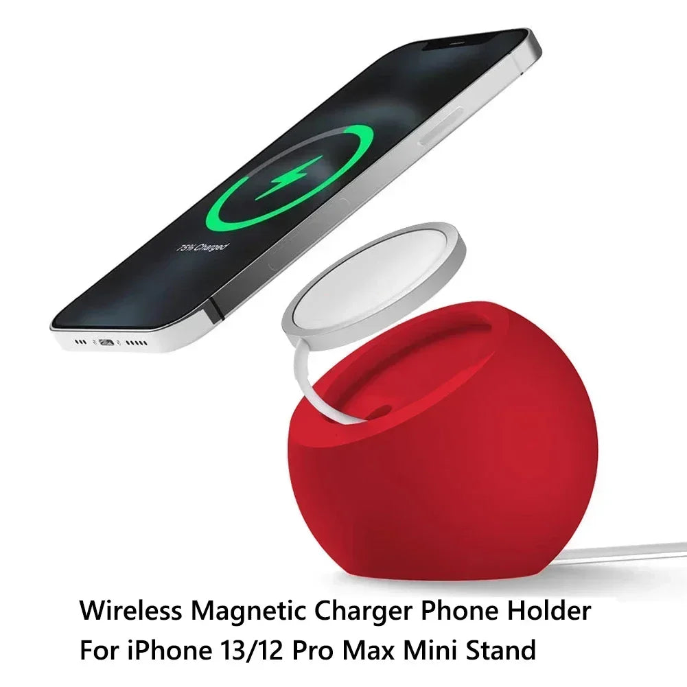 Magnetic Wireless Charging Desk Ball Shape Silicone Holder Stand for Magsafe iPhone 15 14 13 12 Pro Charger Dock Station