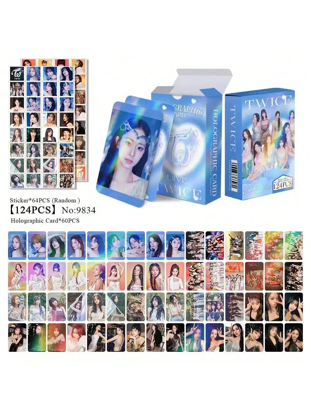 K-pop TWICE 45 star cards 60 cards + 32 stickers 60 laser cards + 64 stickersCollectible cards, high-definition photo cards,