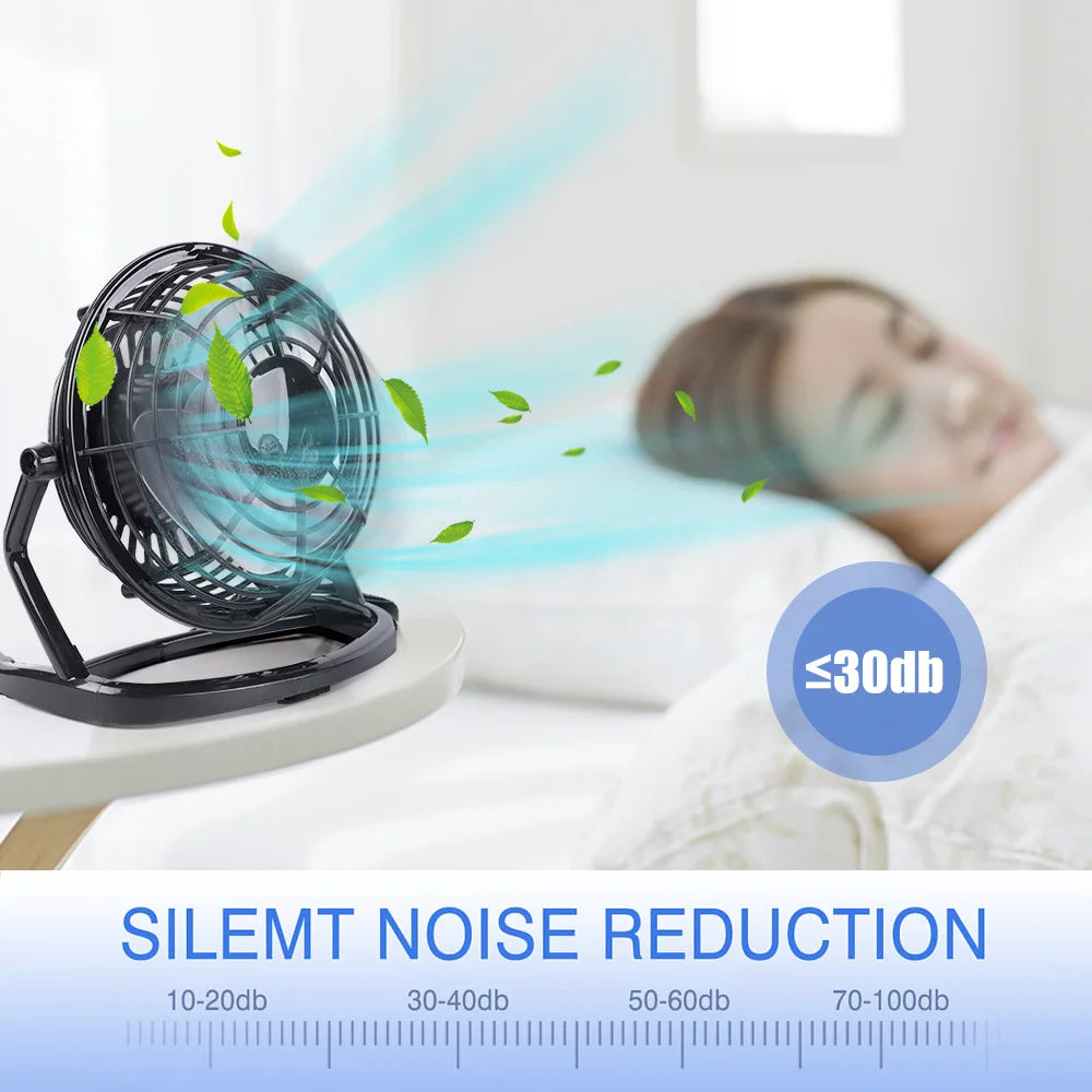 Mini USB Desk Fan Desktop Adjustable Tilt Stand Cooling Fan Ultra-quiet Electric Portable Small Fan for Desktop Office Table