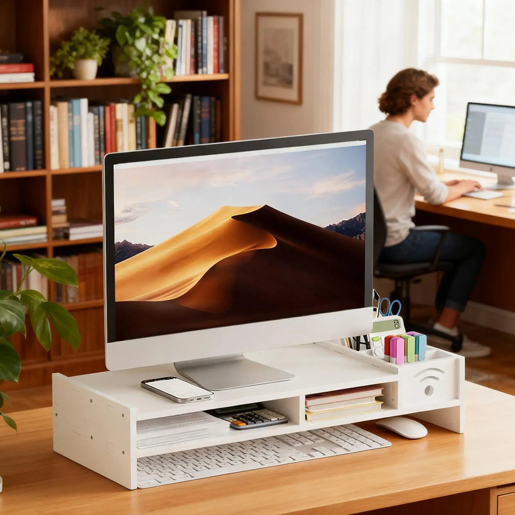 Monitor Stand Riser 2-Tier Ergonomic Shelf 4.3 Inch Height Monitor Riser with Storage Organizer Monitor Stand for Desk Laptop