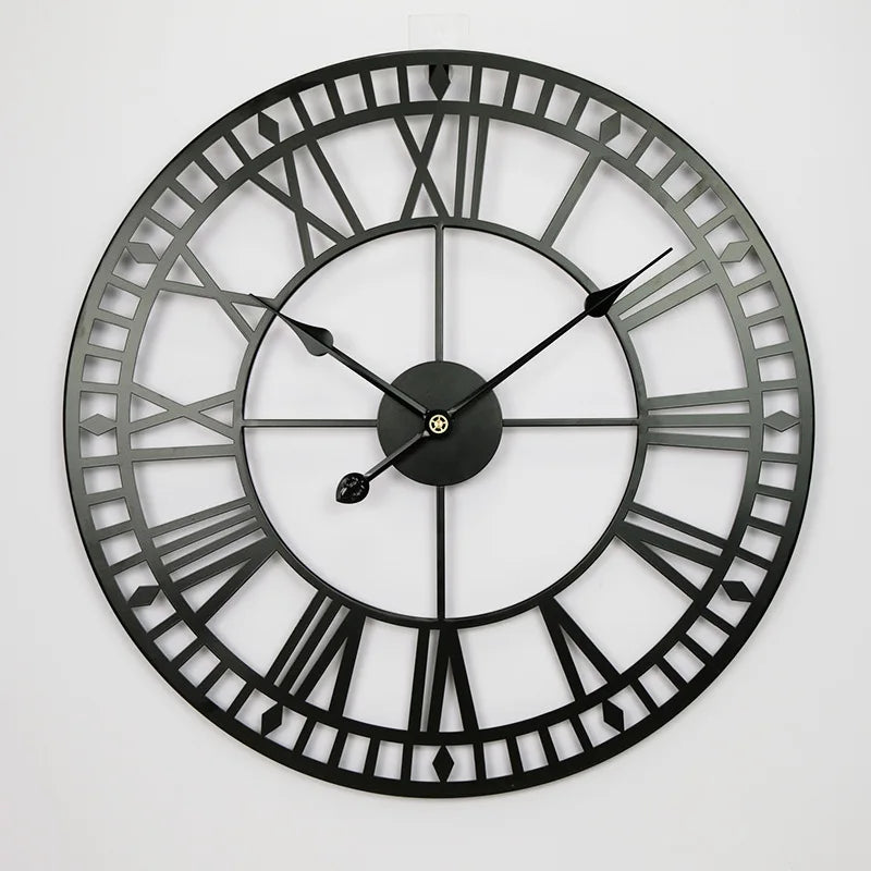 Modern Simple Clock Retro Hotel Wrought Iron Quartz Clocks Living Room Wall Hanging Clock Watch Home Decoration