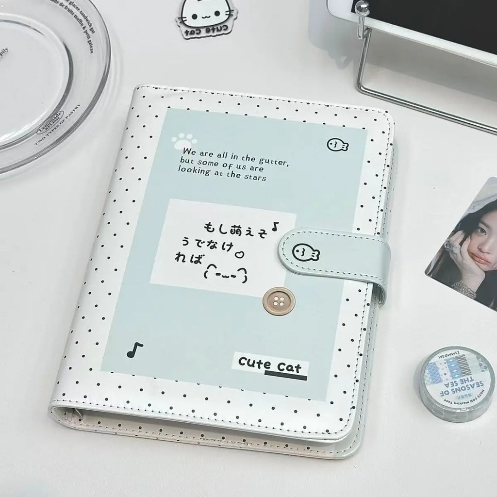 K-Pop A5 Photo Card Album Korean Style PU Leather Binder for Polaroid 3-Inch Pictures IDOL Photo Collectible 포카 바인더