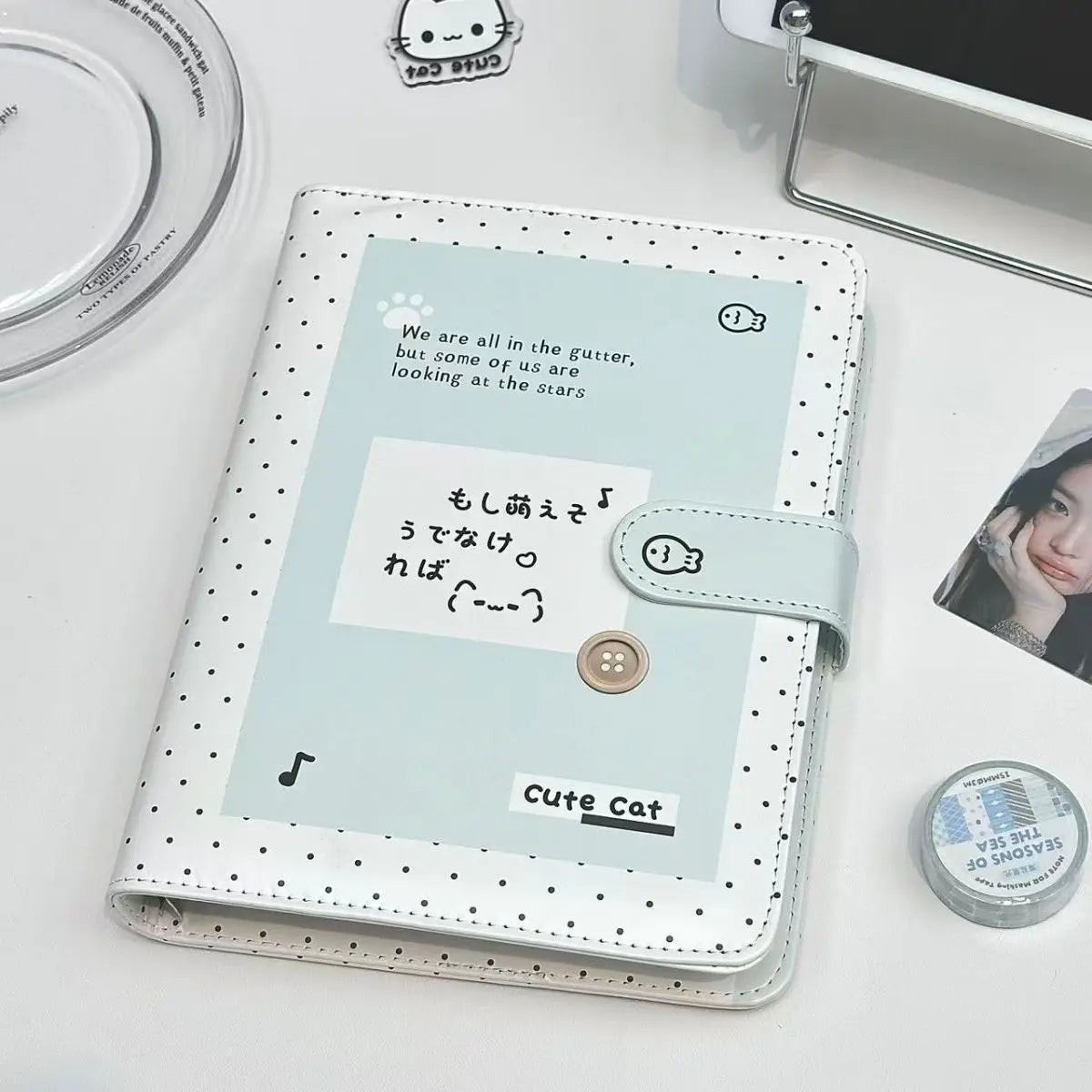 K-Pop A5 Photo Card Album Korean Style PU Leather Binder for Polaroid 3-Inch Pictures IDOL Photo Collectible 포카 바인더