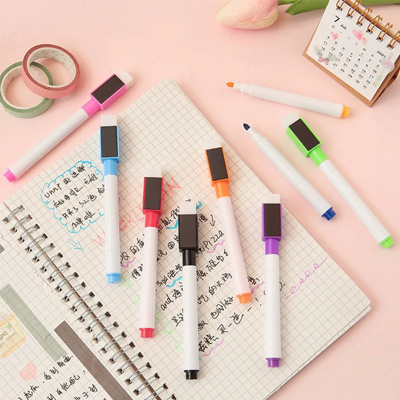 8 Colors Erasable Magnetic Whiteboard Marker Pen Blackboard Marker Chalk Glass Ceramics Office School Art Marker Stationery