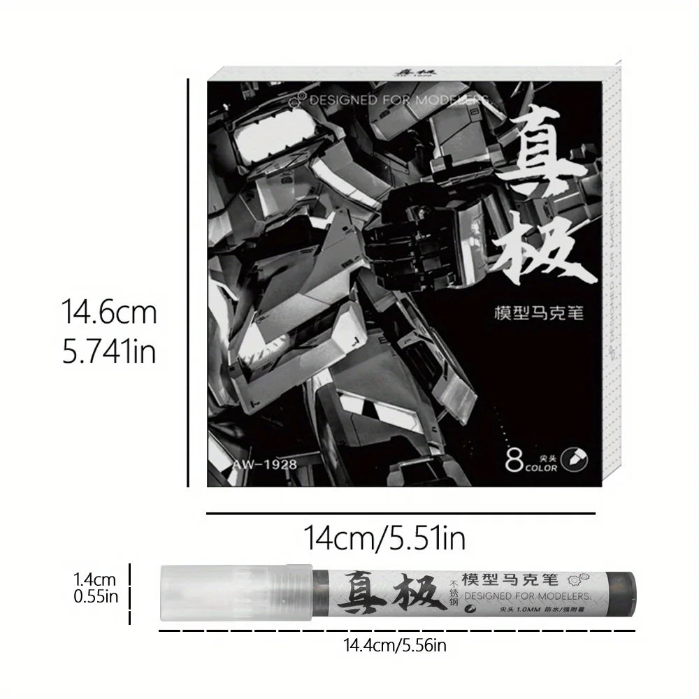 8 Colors Set Metallic Marker Pen 1mm DIY Reflective Paint Pen Permanent Gold SILVER Marker Touch Up, Model Painting, Marking