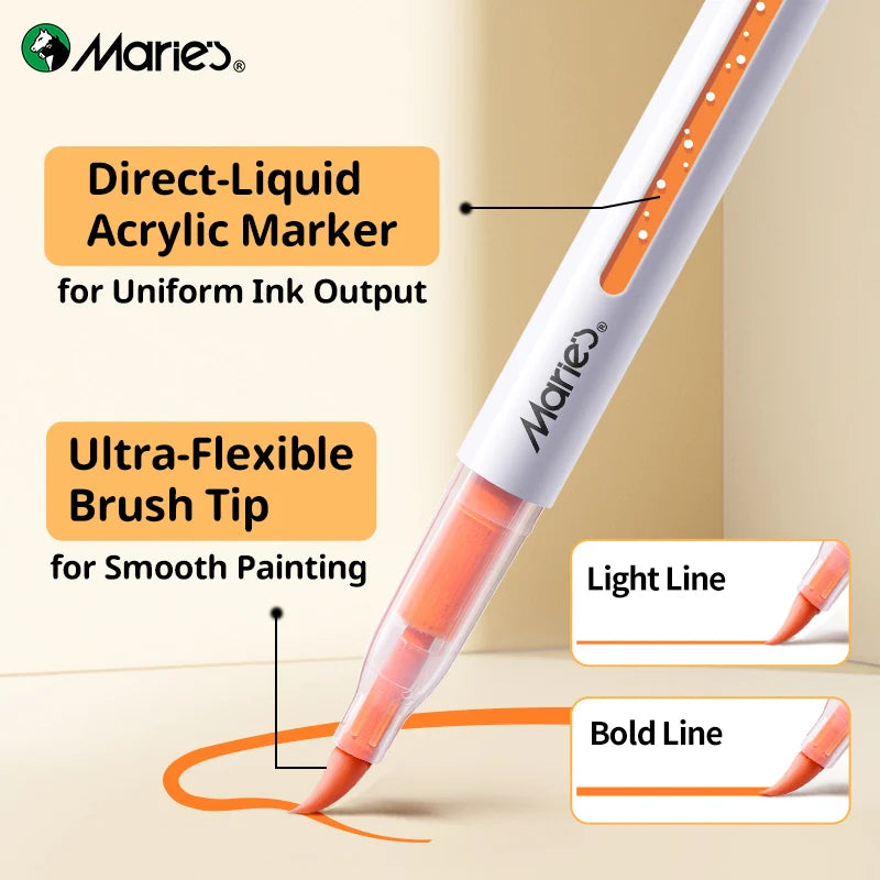 Marie's 24/36/48/60 Colors Acrylic Marker Set for Wood,Canvas,Stone,Rock Painting,Glass,Ceramic Surfaces,DIY Crafts for Adults