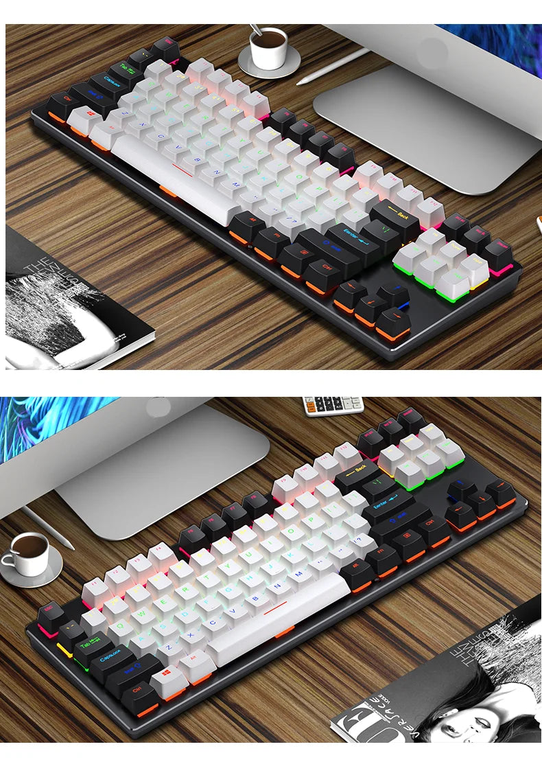 Backlit Gaming Mechanical Keyboard Gamer Mechanic Kit RGB PC USB Wired Keypad Keybord Ergonomic Computer Key Board Mini Teclado
