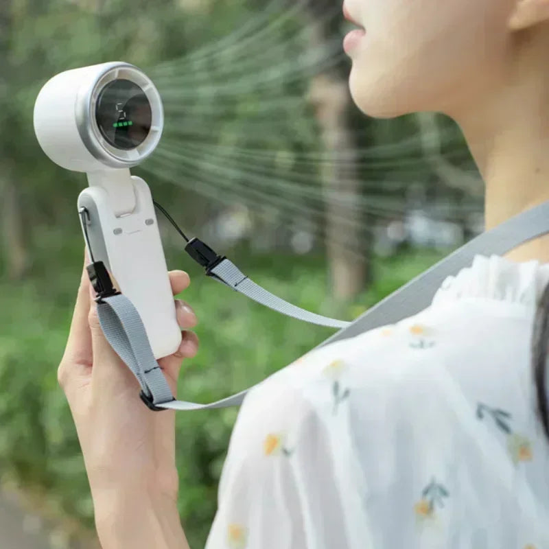 New Handheld Turbo Fan Wearable Personal Desk Fan Small Mini Fan With Smart Digital Display Folding