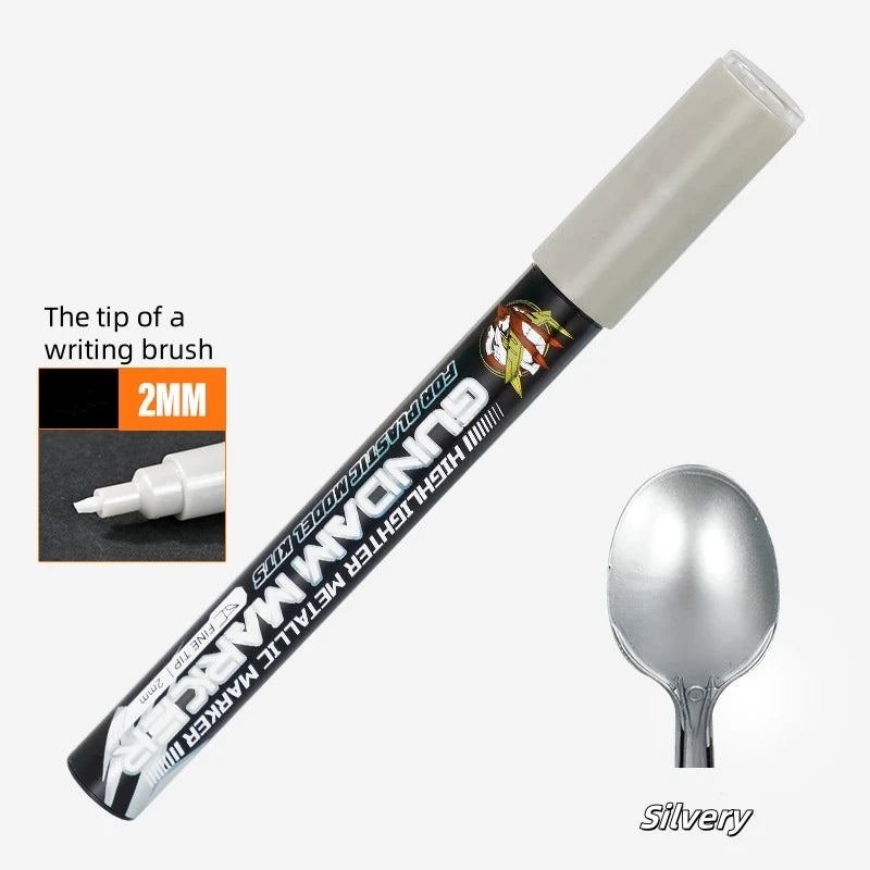 Metallic Markers Colouring Pens for Mech Painting Golden Paint Marker Pen Silvery Reflective Paint Model Marker Pen