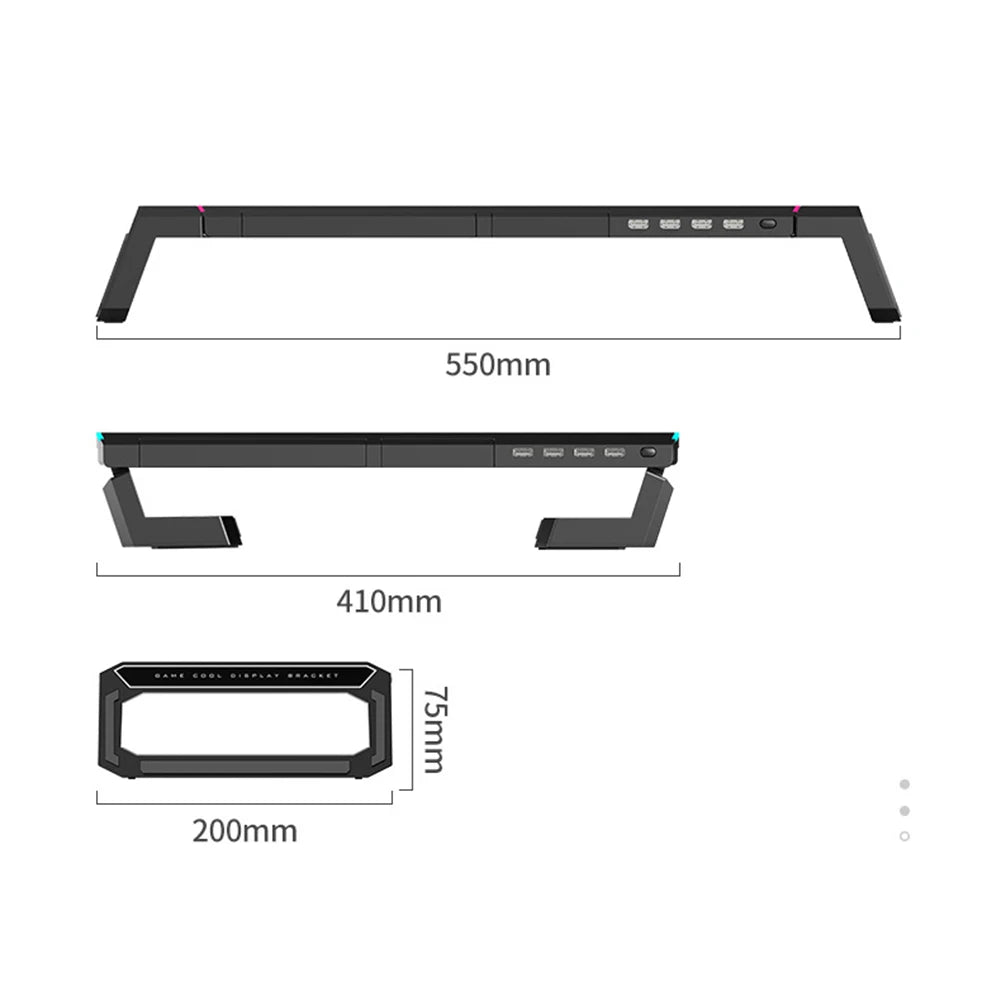 T1 Laptop Monitor Stand Riser RGB Support with 4 USB Mobile Phone Holder Drawer Storage Box heightening bracket for PC