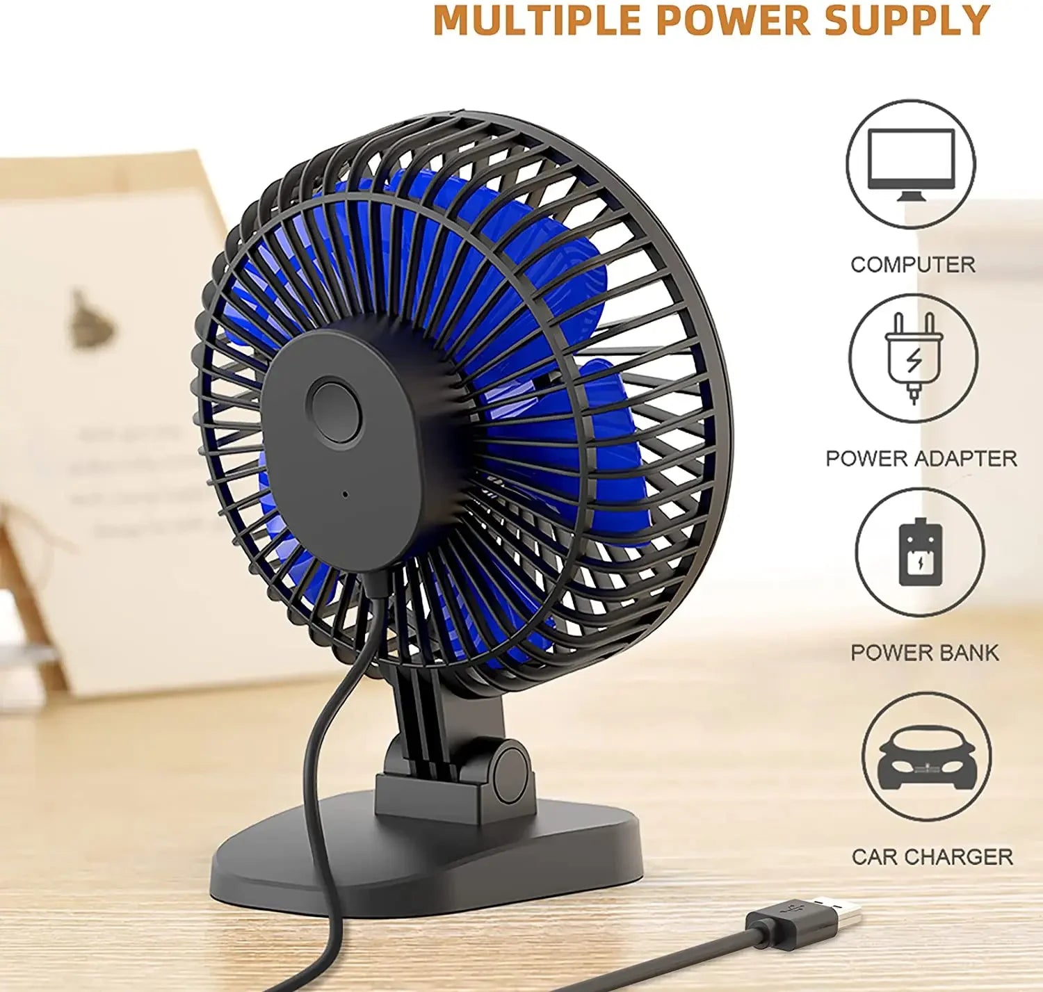 4 Inch Small Desk Fan, Powerful Airflow USB Powered Table Fan Personal Fan for Office,Table, Study, Bedroom