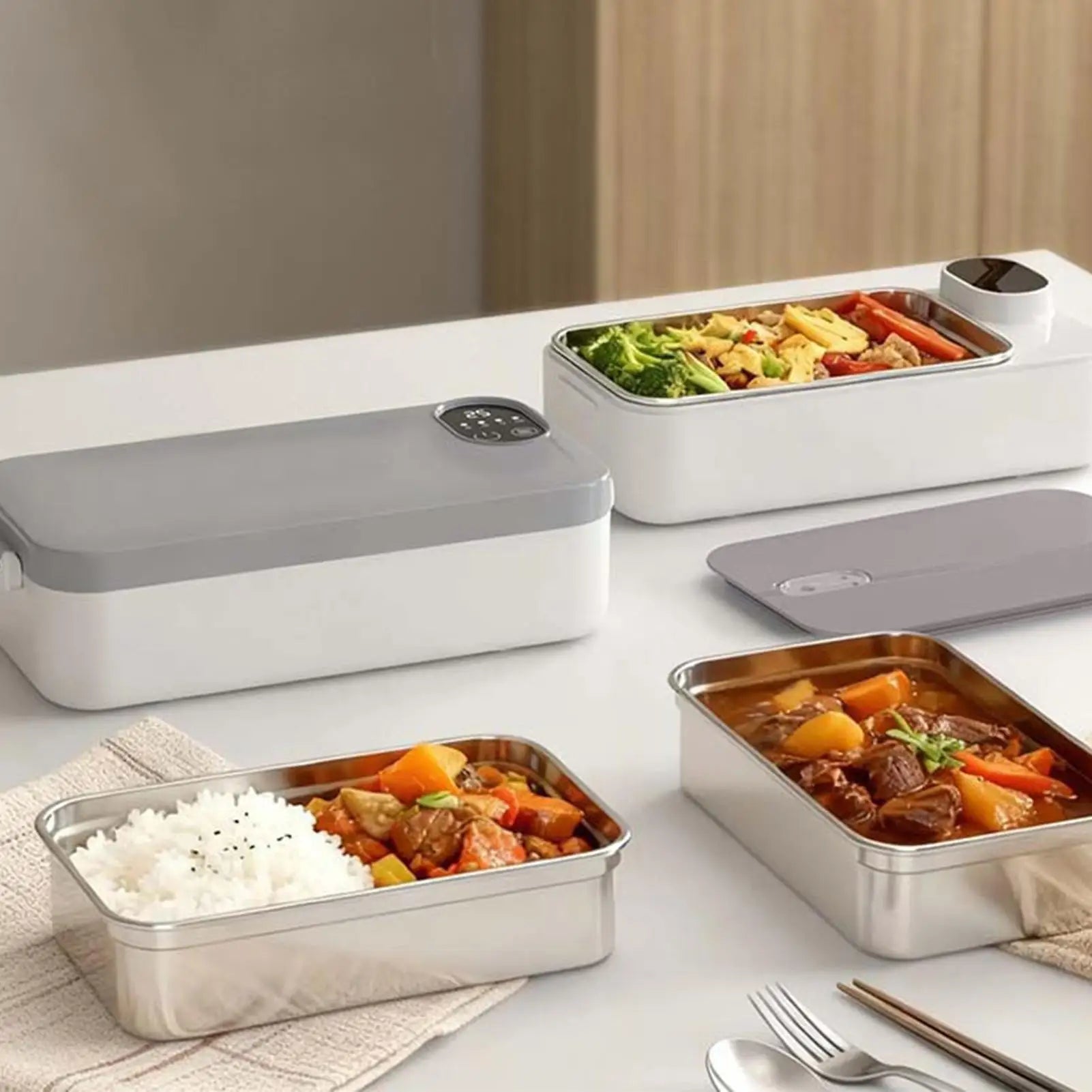 Heated Lunch Box Rechargeable Portable Warmer Portable Electric Lunch Box with Stainless Steel Container for Kids Boys Girls