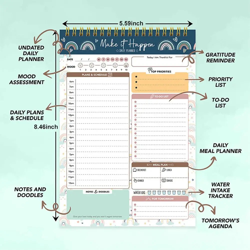 52 Sheets To Do List Notepad Easy Tear-off Portable Schedules Journal Post Notes Memo Schedule Writing Pads Student