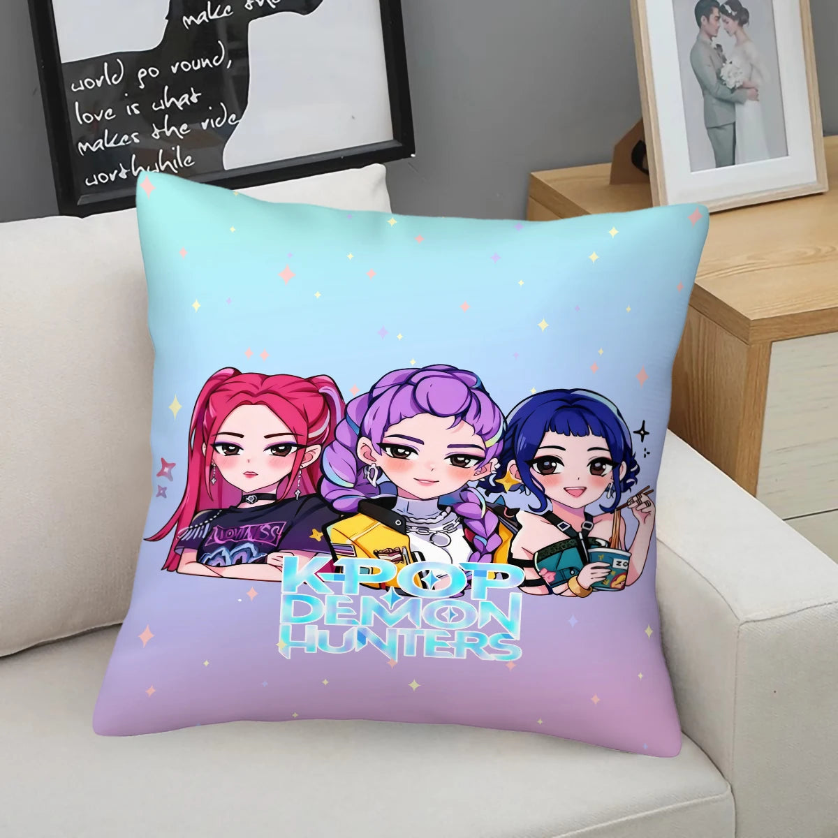 Cute Cartoon K-KPop Core Contain Cushion Cover Style Comfortable Sofa Bedroom Personalized Decorative Home Print Cushion Cover