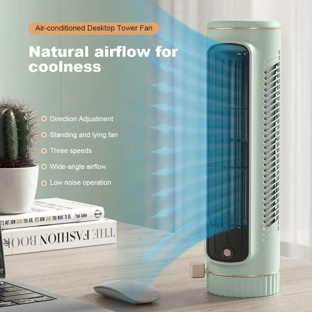 Tower Fan USB Charging Electric Vertical Fan Bladeless Summer Fan Wireless Desk Fan for Home Bedroom