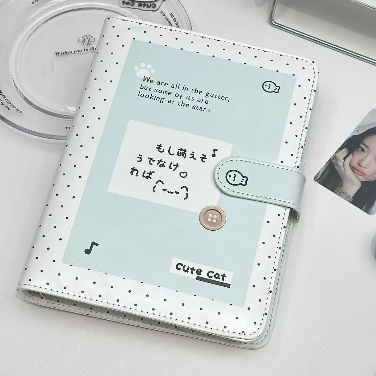 K-Pop A5 Photo Card Album Korean Style PU Leather Binder for Polaroid 3-Inch Pictures IDOL Photo Collectible 포카 바인더