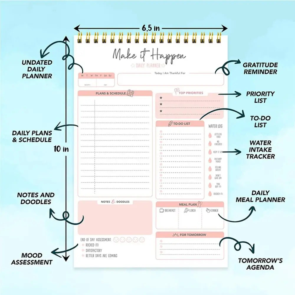 52 Sheets To Do List Notepad Easy Tear-off Weekly Planner Schedules Journal Self-Disciplined Memo Time Management Notebook