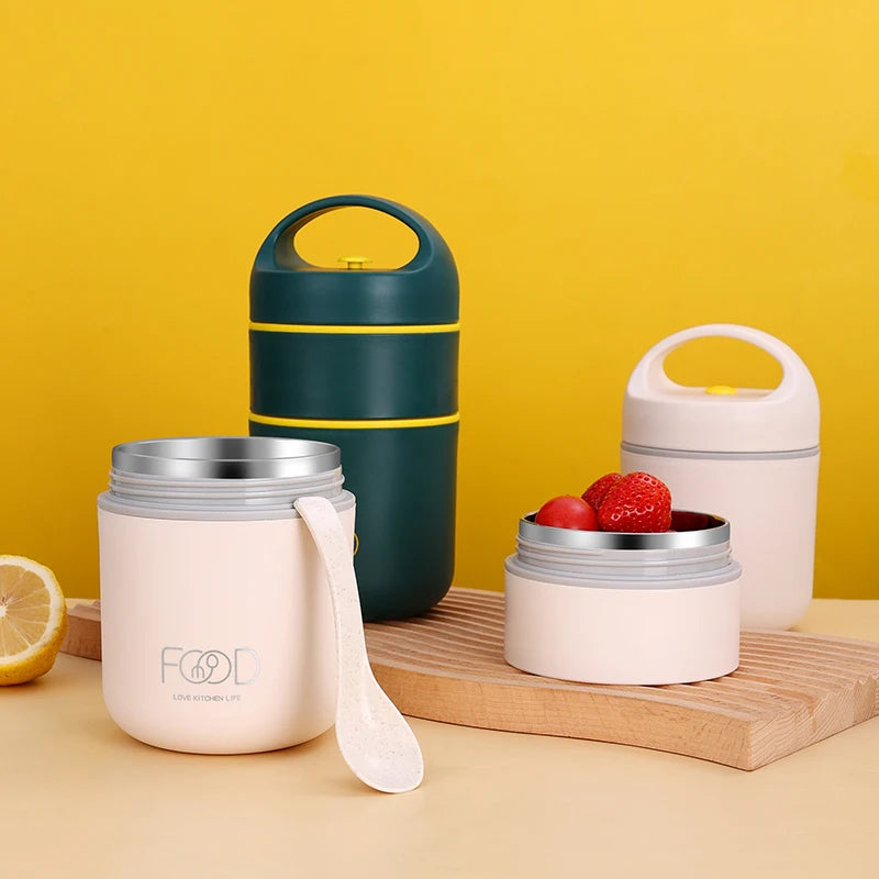 Lunch Boxes Lunch Bag 304 Stainless Steel Lunch Box For Kids Lunch Bags  Portable Folding Spoon Lunch Box Kids Thermal Bento Box