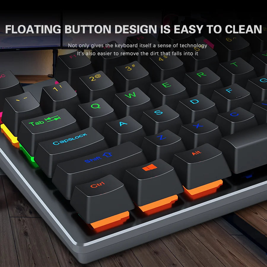 Backlit Gaming Mechanical Keyboard Gamer Mechanic Kit RGB PC USB Wired Keypad Keybord Ergonomic Computer Key Board Mini Teclado