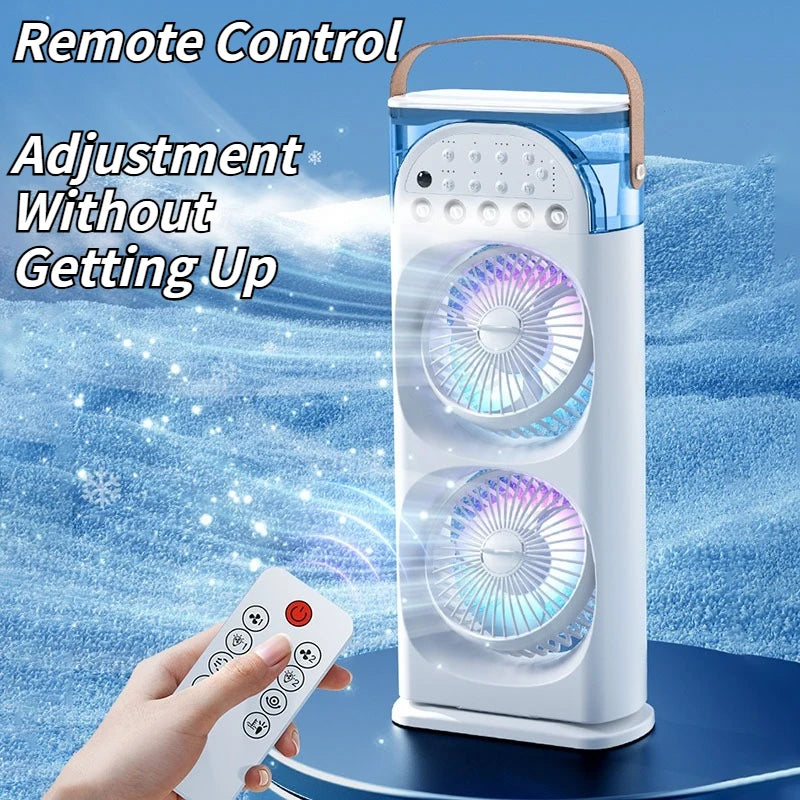 2025 5-Port Mist Fan - Desk Fan with Oscillation, Cooling, Aromatherapy, Colorful LED Lights, and Timer