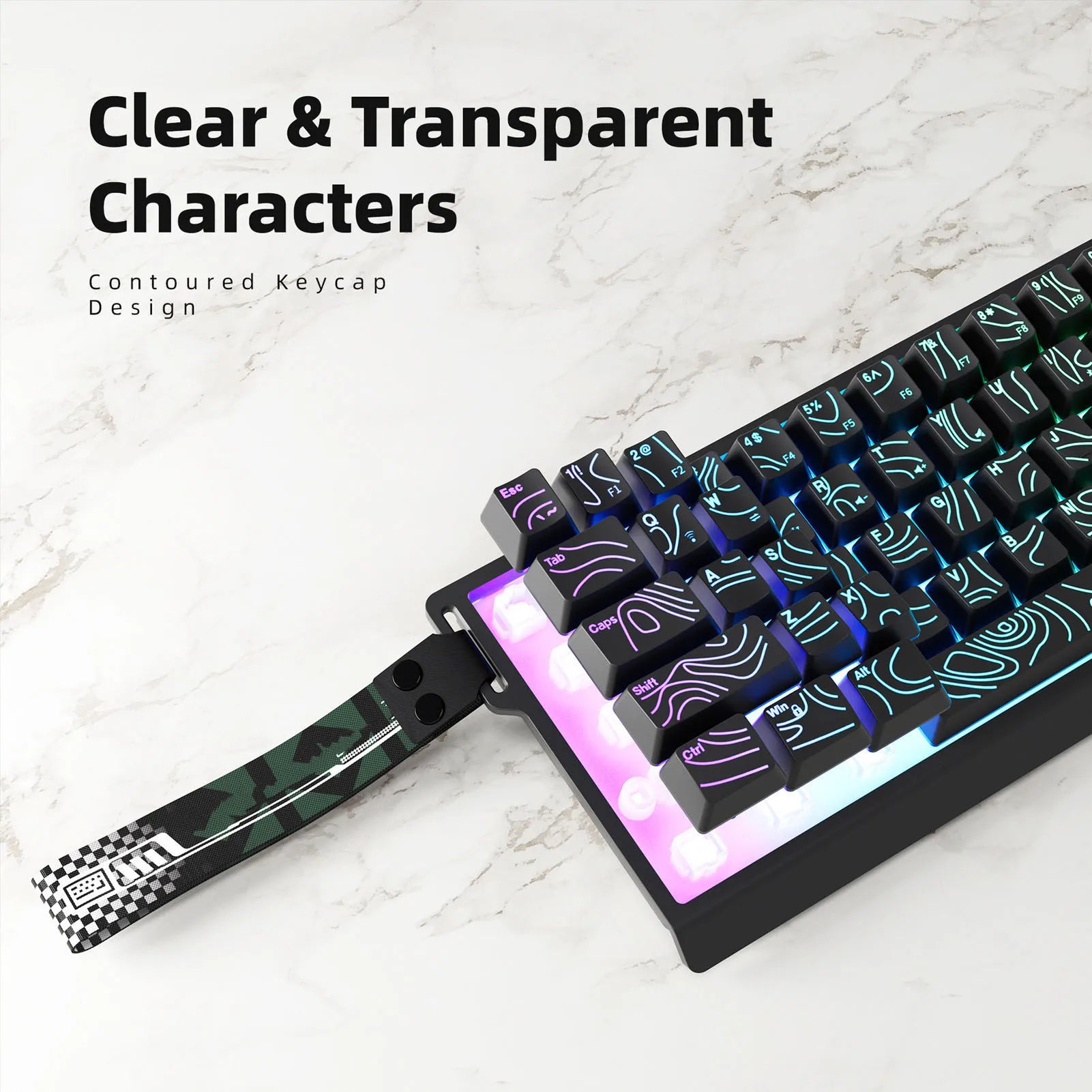 Wireless Keyboard 61 Key Triple Mode 2.4G USB Bluetooth with RGB Backlit Ribbon 60 Percent Portable for Gaming Rechargeable