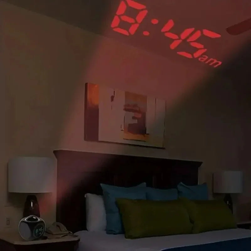 1PCProjection Alarm Clock Ceiling Display Snooze Desk Table Clock Voice Multifunction Digital Projection Clock Temperature Displ
