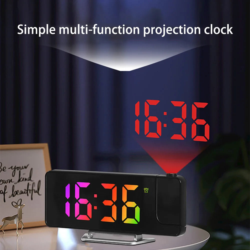 Digital Projector Alarm Clock with Night Light Electric USB 12/24H Display Table LED Clocks for Bedroom Living Room Home Decor
