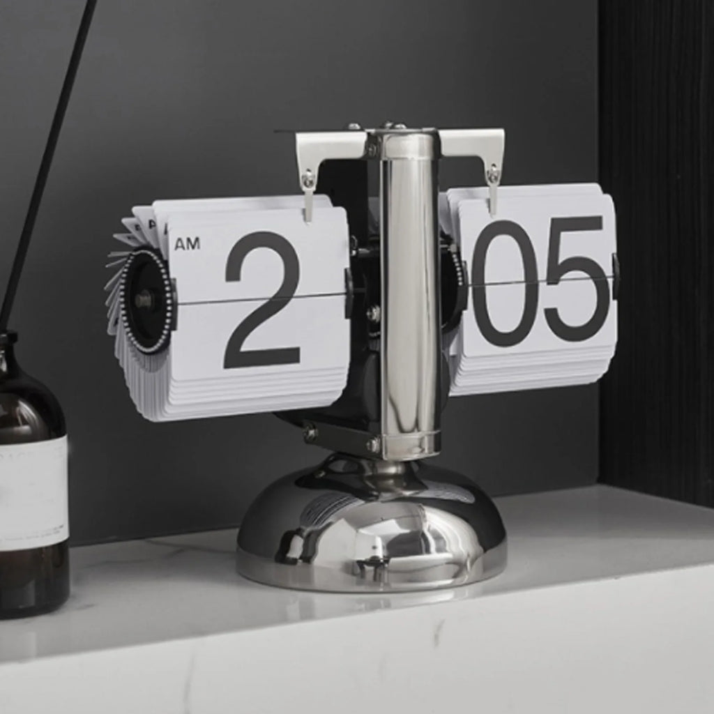 Clock Digital  Down Clock Retro Minimalist Single Foot Mechanical Auto  Clock Desk Clock for Home Livingroom Decor