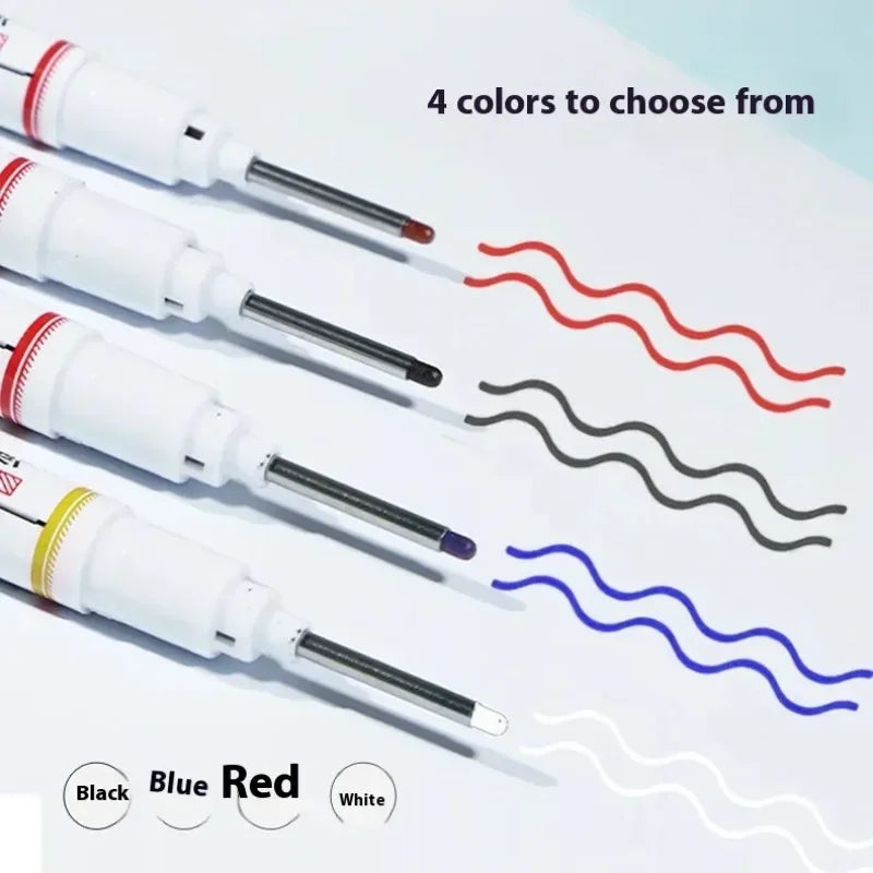 4/12 Pcs Waterproof Long Head Markers Deep Hole Marker Pen for Metal Carpenter Red/Black/Blue/Green Ink Woodworking Tools Marker