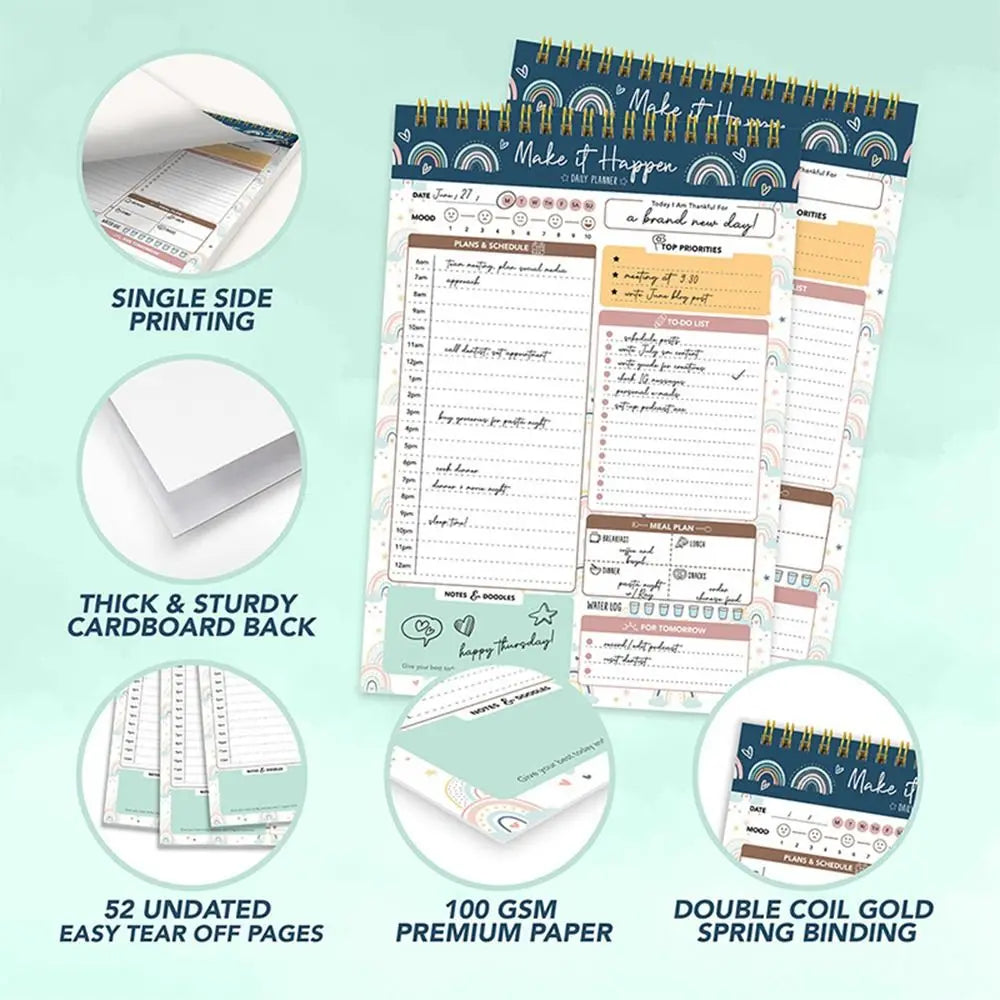 52 Sheets To Do List Notepad Easy Tear-off Portable Schedules Journal Post Notes Memo Schedule Writing Pads Student