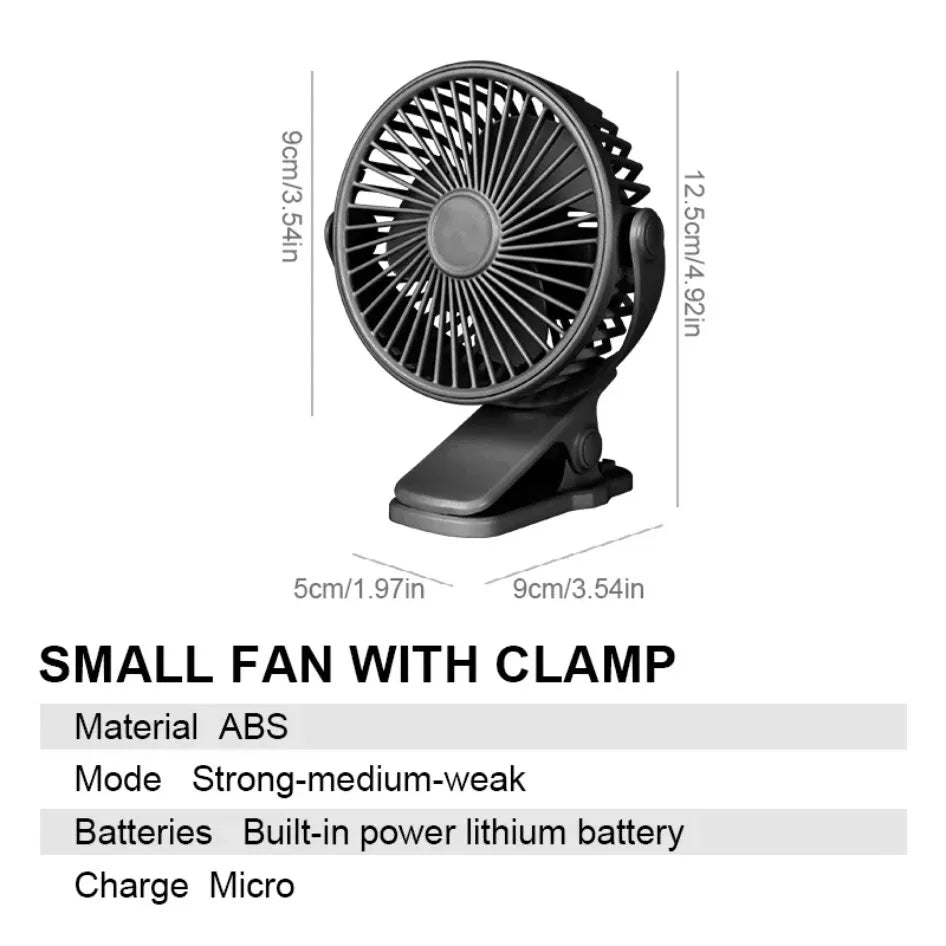 Desktop Fan Clip-on USB Rechargeable Table Type Portable Mini Desk Fan Hanging Clip Fan Night Light Air Cooler Outdoor Fans