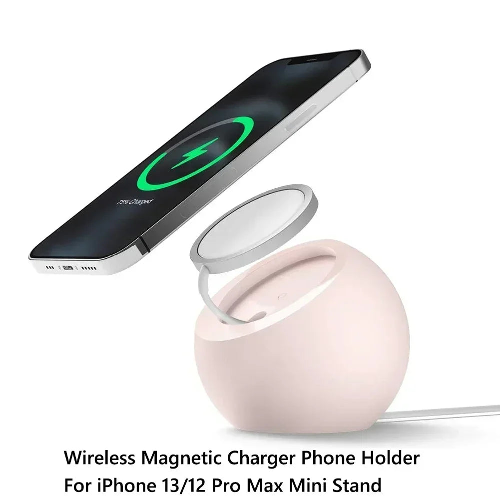 Magnetic Wireless Charging Desk Ball Shape Silicone Holder Stand for Magsafe iPhone 15 14 13 12 Pro Charger Dock Station