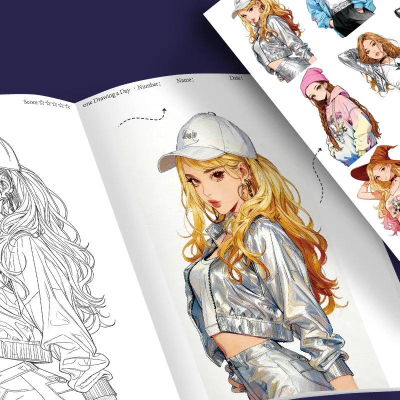 K-Pop Coloring Book for Girl Cute Idol Characters & Fashion Outfits |   Fun Coloring Activity for K-Pop Fans & Teens