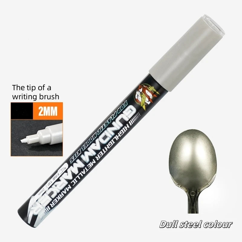 Metallic Markers Colouring Pens for Mech Painting Golden Paint Marker Pen Silvery Reflective Paint Model Marker Pen