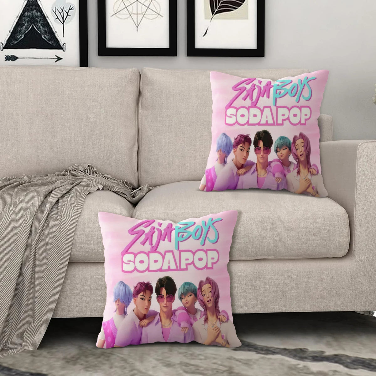 Cute Cartoon K-KPop Core Contain Cushion Cover Style Comfortable Sofa Bedroom Personalized Decorative Home Print Cushion Cover
