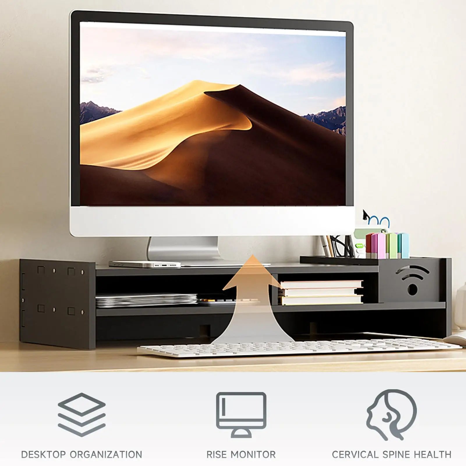 Monitor Stand Riser 2-Tier Ergonomic Shelf 4.3 Inch Height Monitor Riser with Storage Organizer Monitor Stand for Desk Laptop